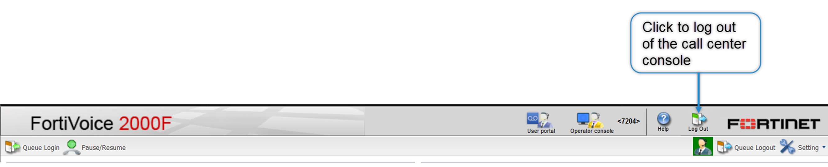 Logging out of the call center console FortiVoice 7.0.4